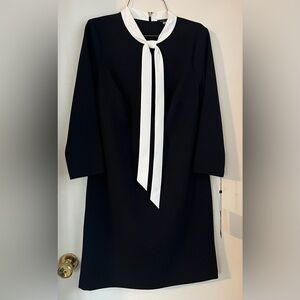 Tommy Hilfiger Black Dress with White Tie-Neck